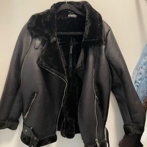 Black Oversized Aviator Jacket